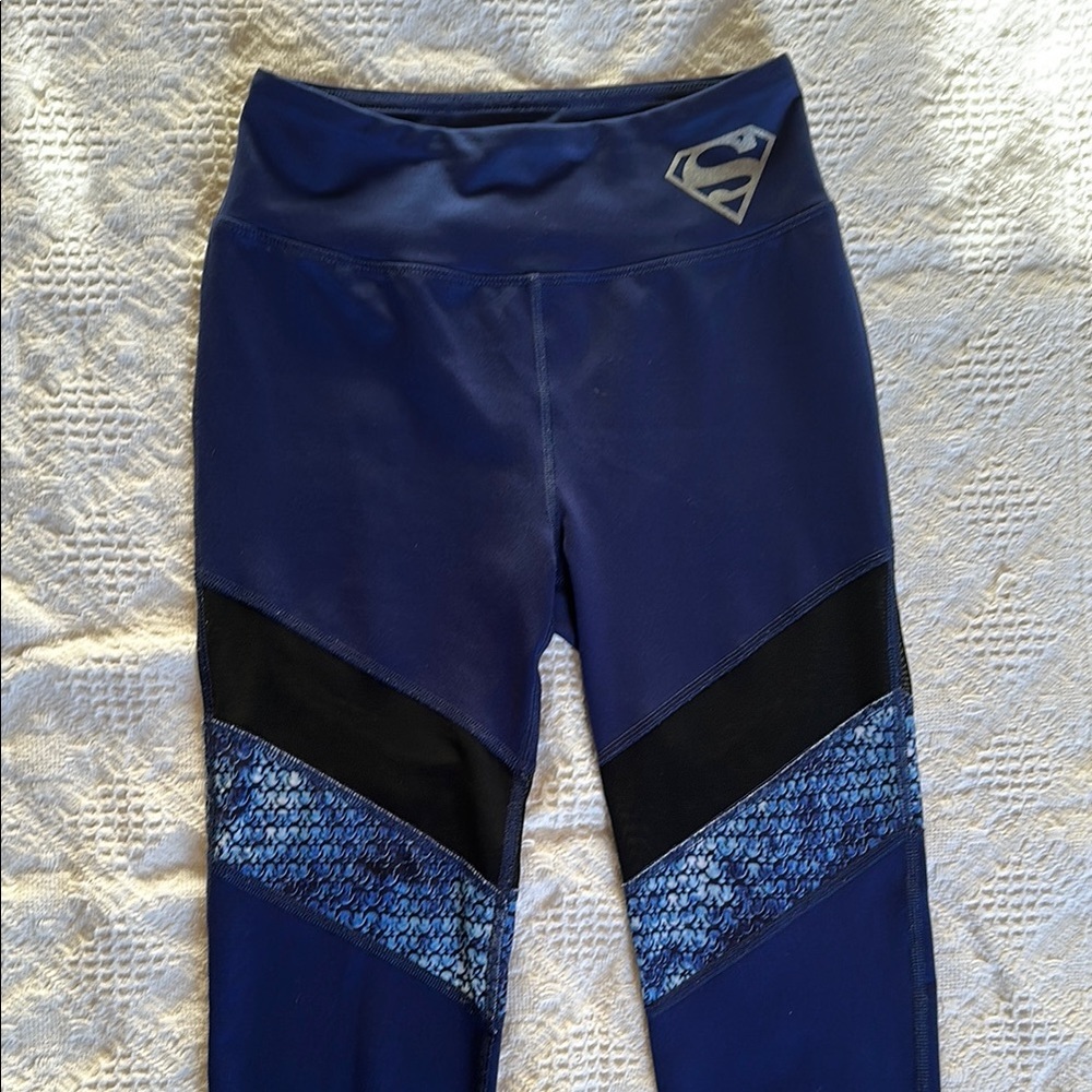 Her Universe Blue and Black Leggings with Mesh Panels